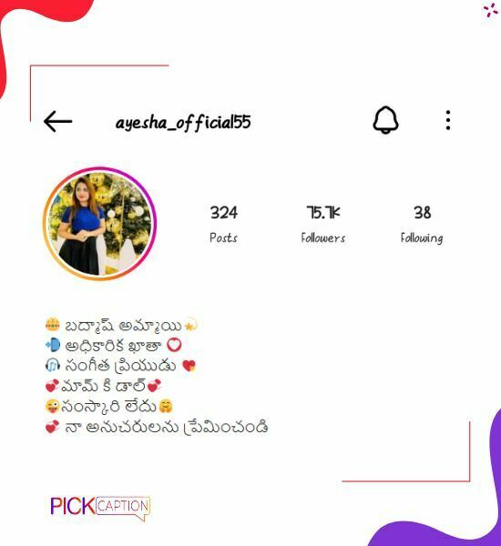 Swag bio for instagram for girls in telegu