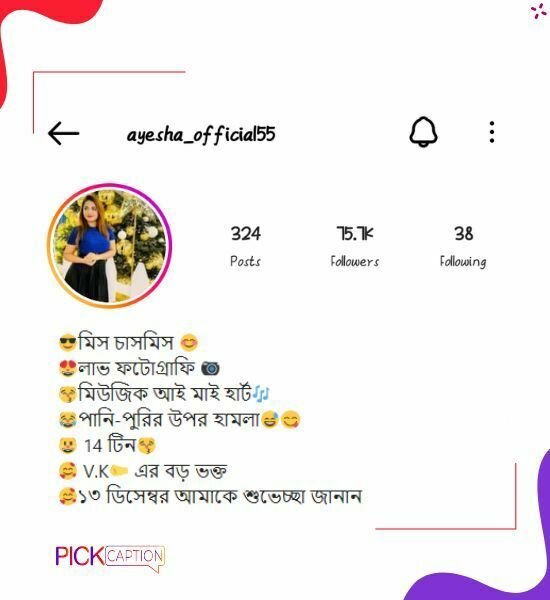 Best instagram bio for 14 years girls in bengali